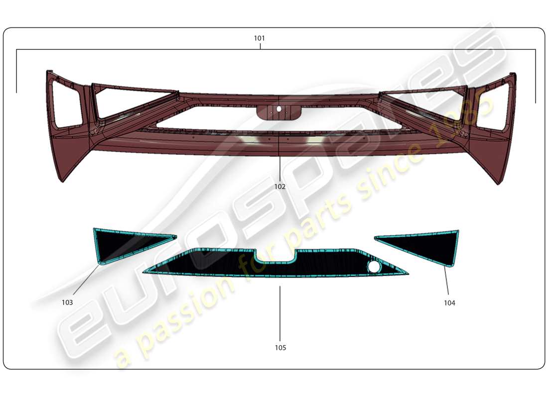 lamborghini super trofeo (2009-2014) hintere stoßstange teilediagramm