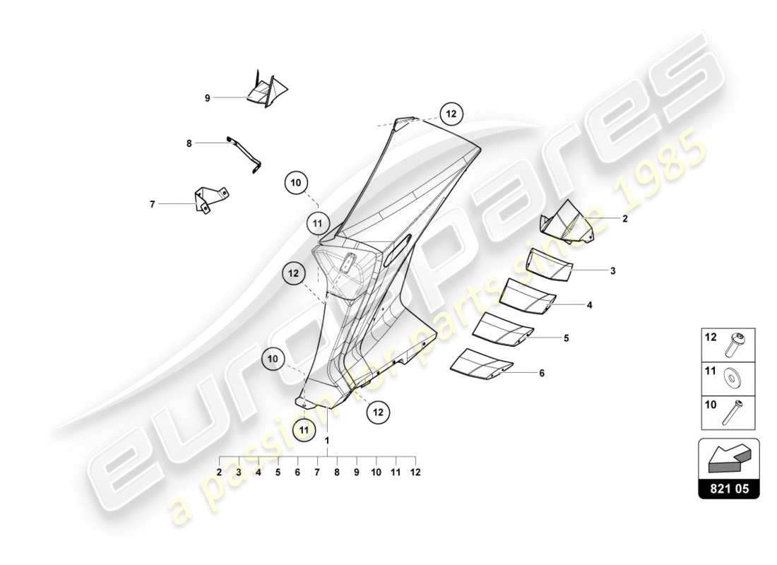 lamborghini centenario coupe (2017) seitenverkleidung hinten, teilediagramm