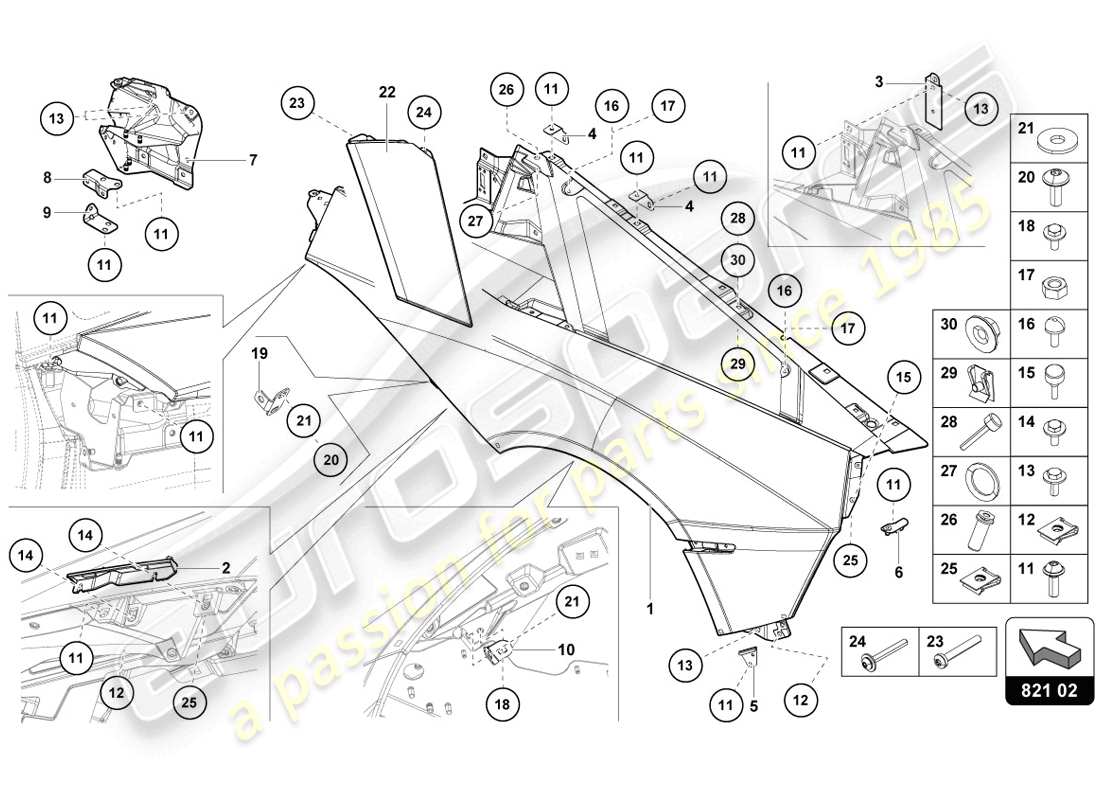 lamborghini lp720-4 coupe 50 (2014) wing protector ersatzteildiagramm