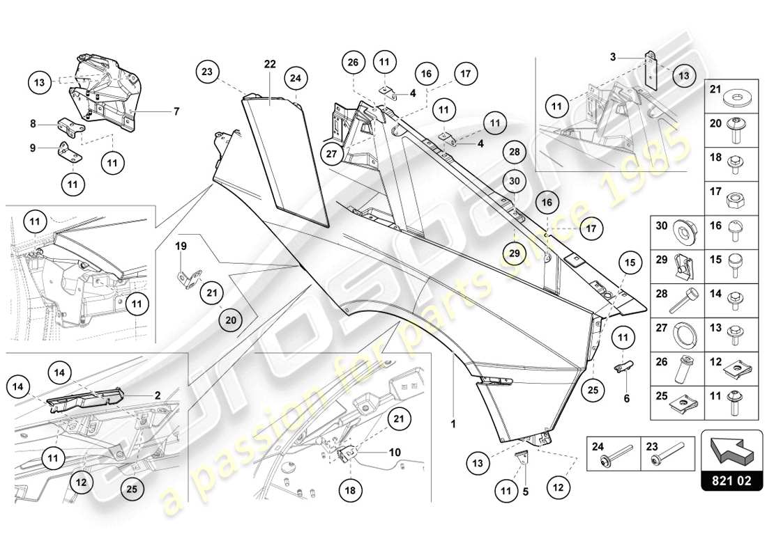 lamborghini lp720-4 coupe 50 (2014) flügelschutz teilediagramm