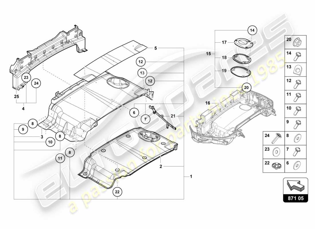 lamborghini 2019 (lp610-4 spyder) soft top box tray einzelteile ersatzteil-diagramm
