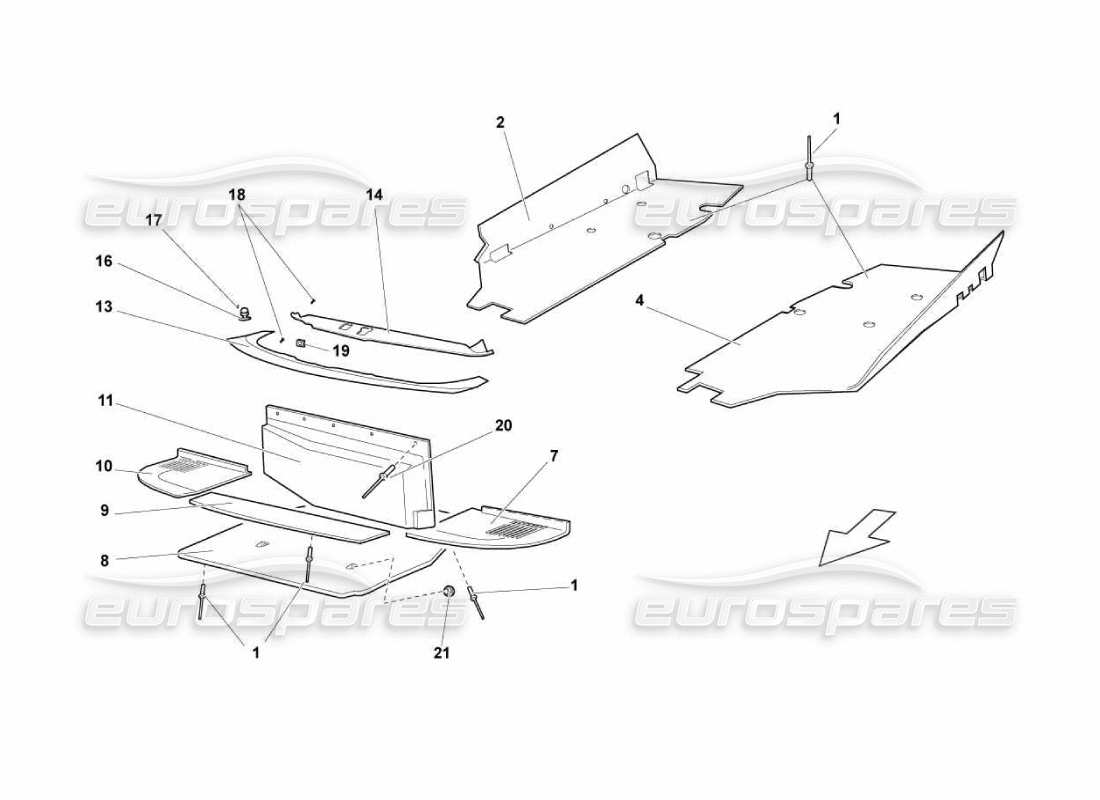 lamborghini murcielago lp670 teilediagramm für rahmenbodenplatten