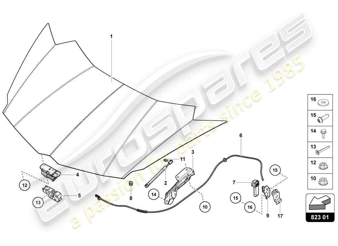lamborghini 2014 (lp720-4 coupe 50) bonnet part diagram