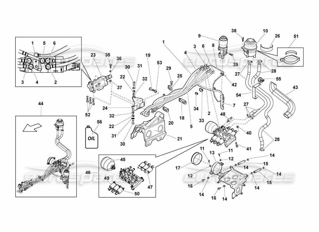 lamborghini murcielago lp670 teilediagramm der e-gear-ventilgruppe