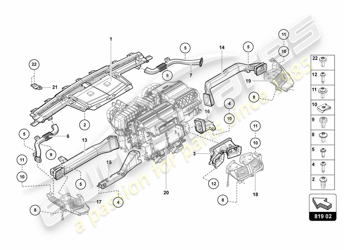 lamborghini lp700-4 coupe (2012) luftführungskanal ersatzteildiagramm