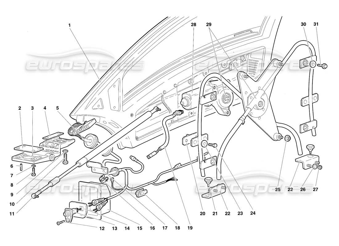 lamborghini diablo sv (1997) doors-ersatzteildiagramm