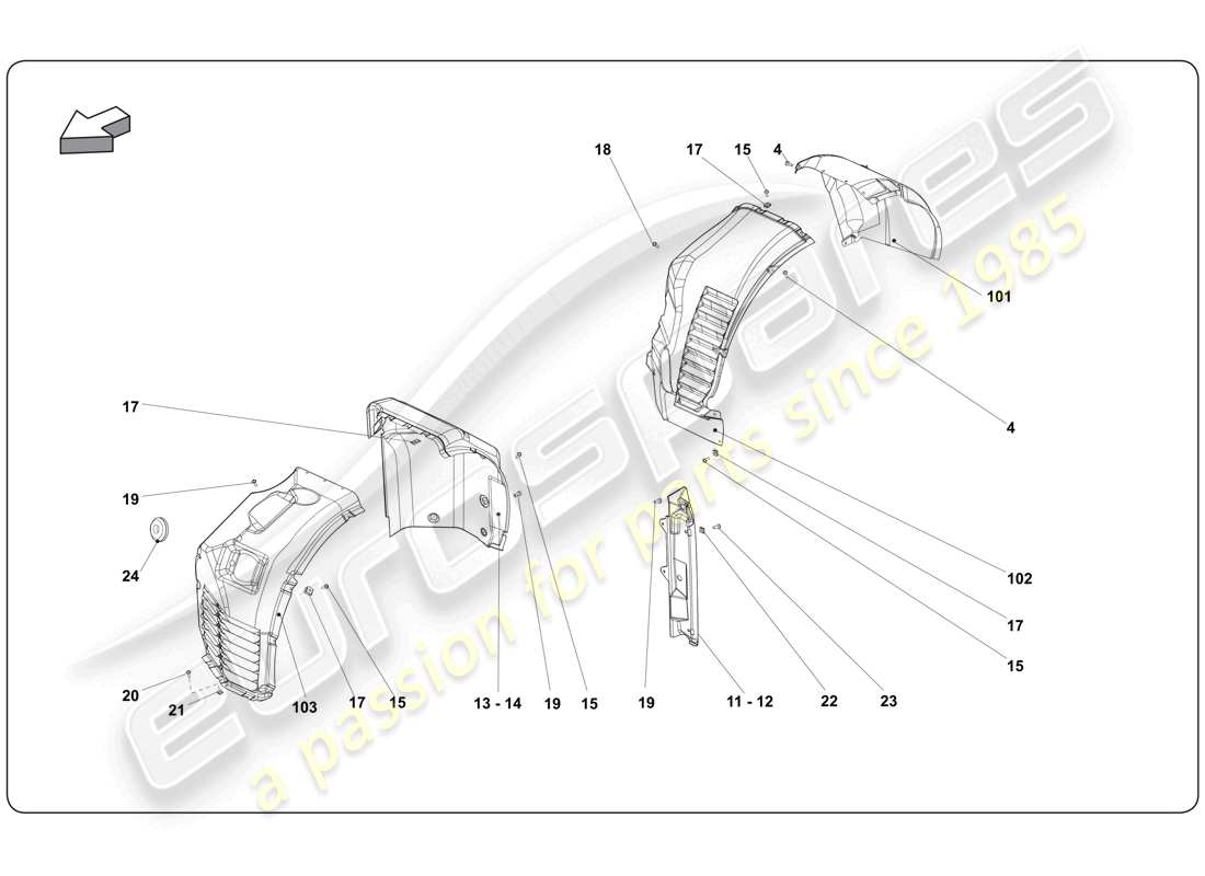 lamborghini super trofeo (2009-2014) radkasten-ersatzteildiagramm