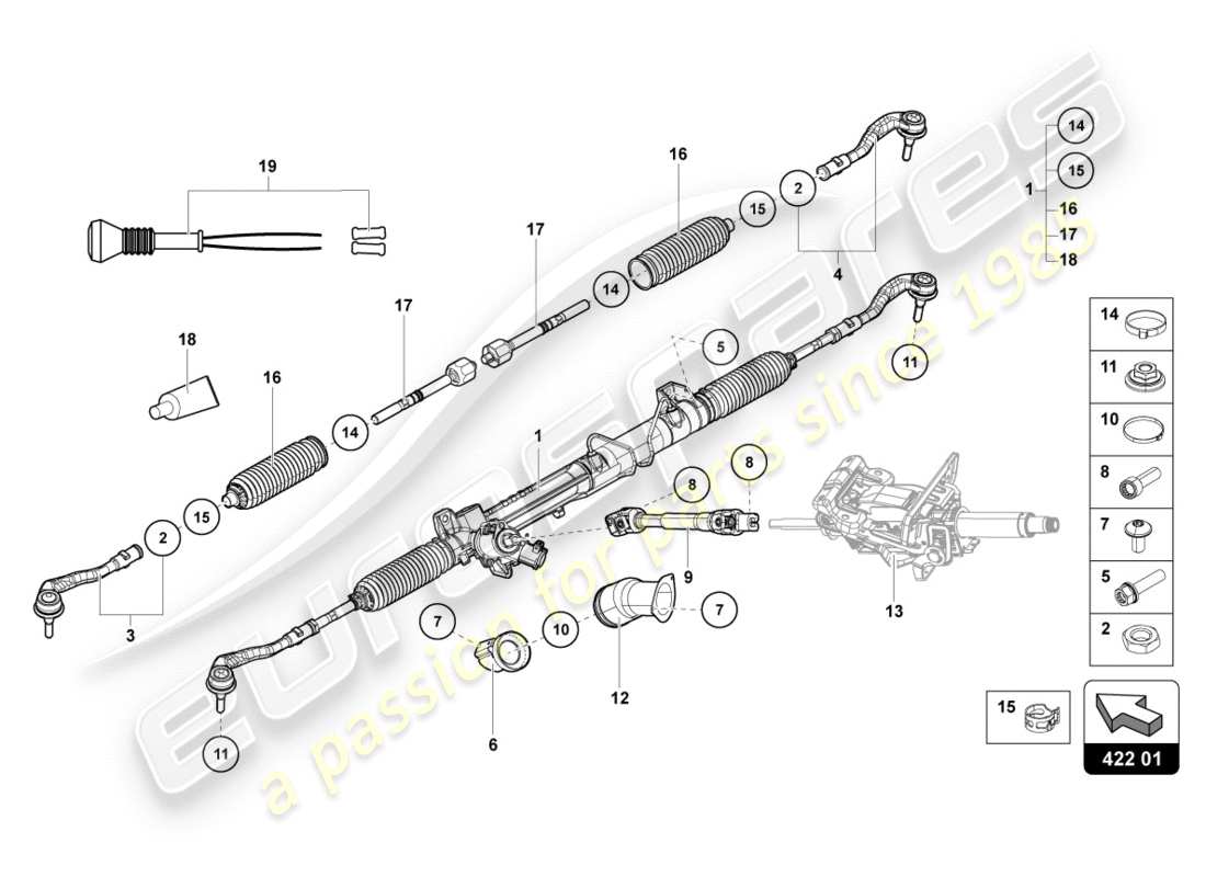lamborghini 2012 (lp700-4 coupe)) lenkstange - ersatzteildiagramm