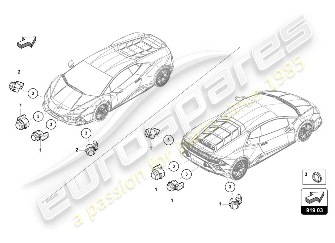 lamborghini evo coupe 2wd (2020) parking aid ersatzteildiagramm
