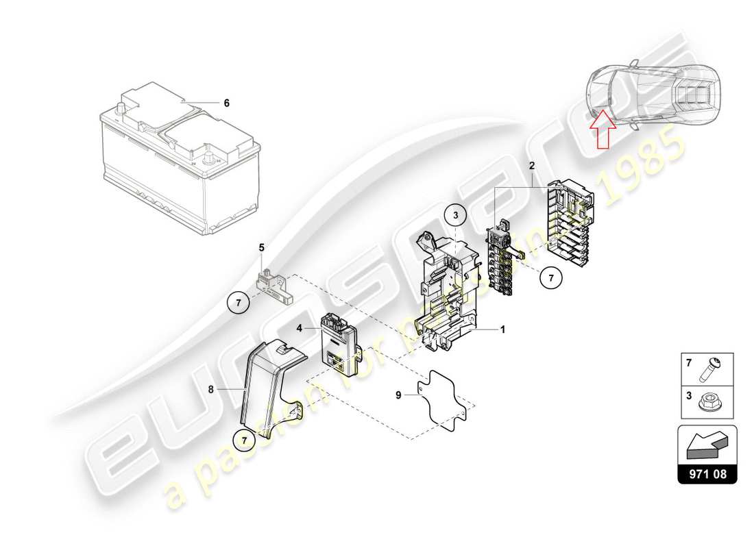 lamborghini performante spyder (2019) sicherungskasten - teilediagramm