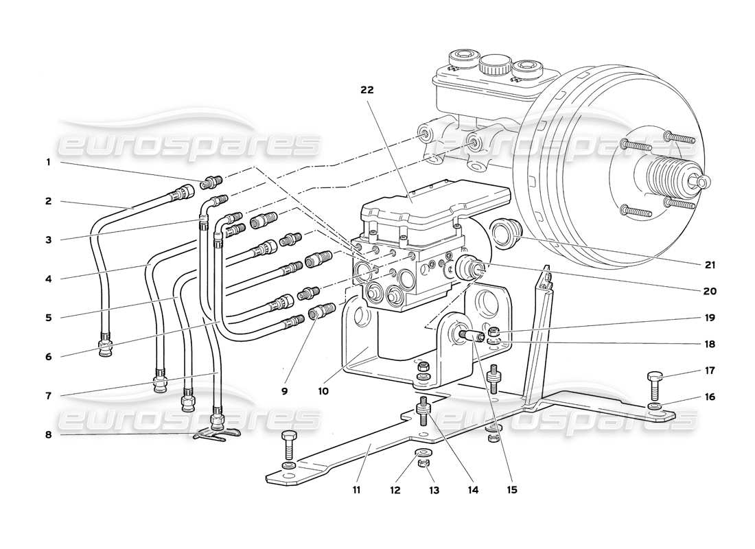 lamborghini diablo sv (1999) teilediagramm der elektrohydraulischen abs-steuereinheit