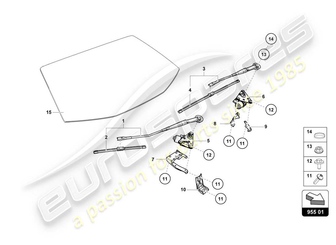 lamborghini lp580-2 coupe (2016) scheibenwischer-ersatzteildiagramm