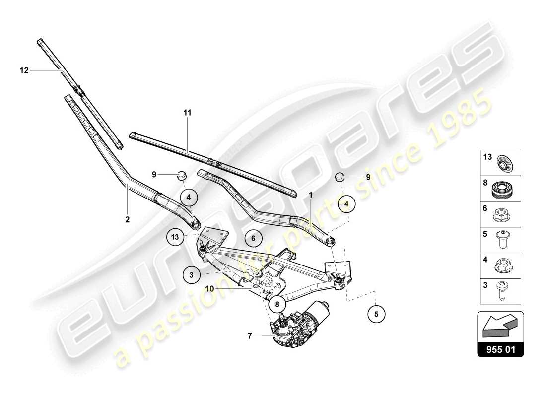 lamborghini lp720-4 coupe 50 (2014) scheibenwischer teilediagramm