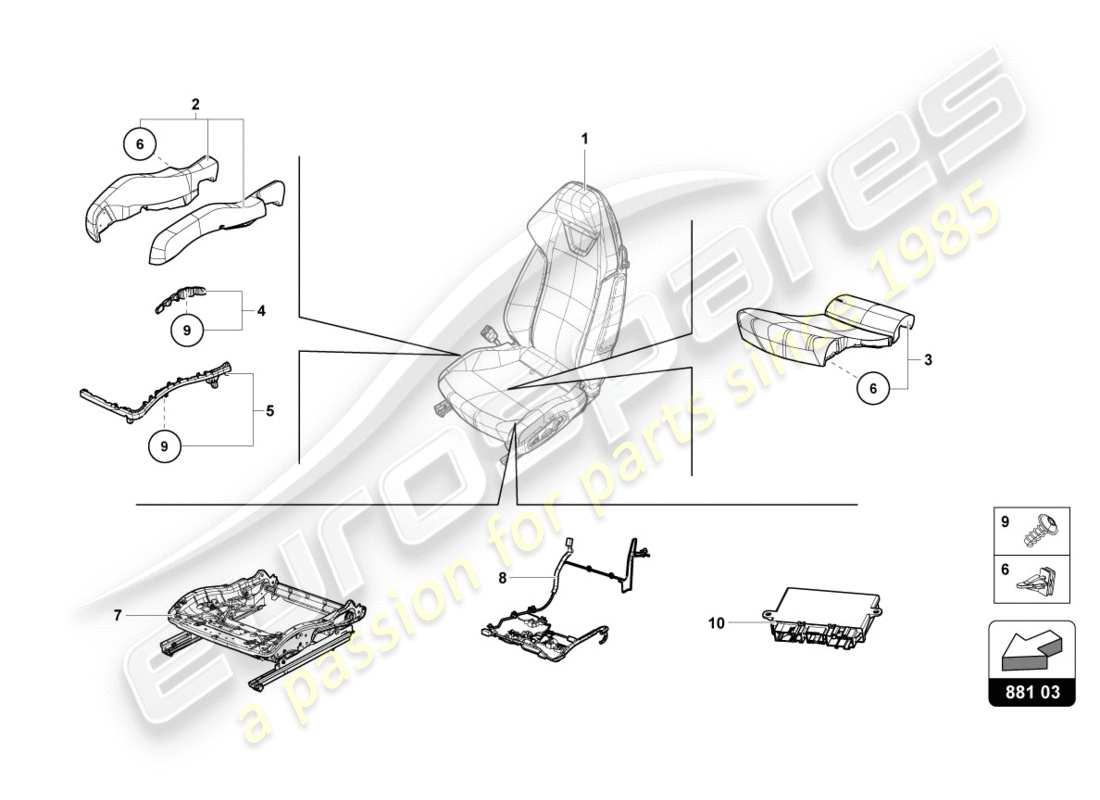 lamborghini 2016 (lp610-4 spyder) sitzbox-ersatzteildiagramm