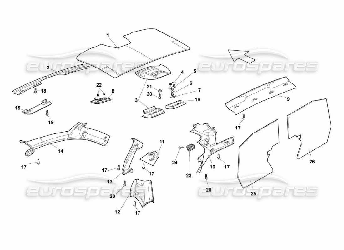 lamborghini murcielago lp670 fahrgastraumverkleidungen teilediagramm