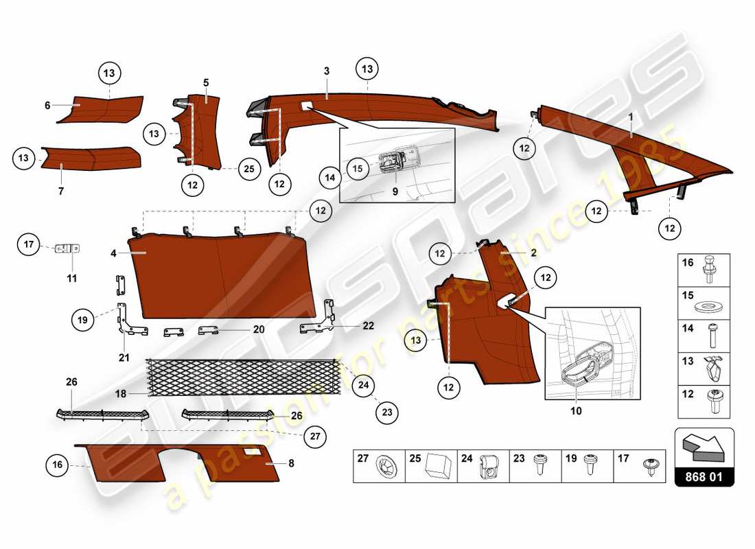 lamborghini centenario coupe (2017) innendekor teilediagramm