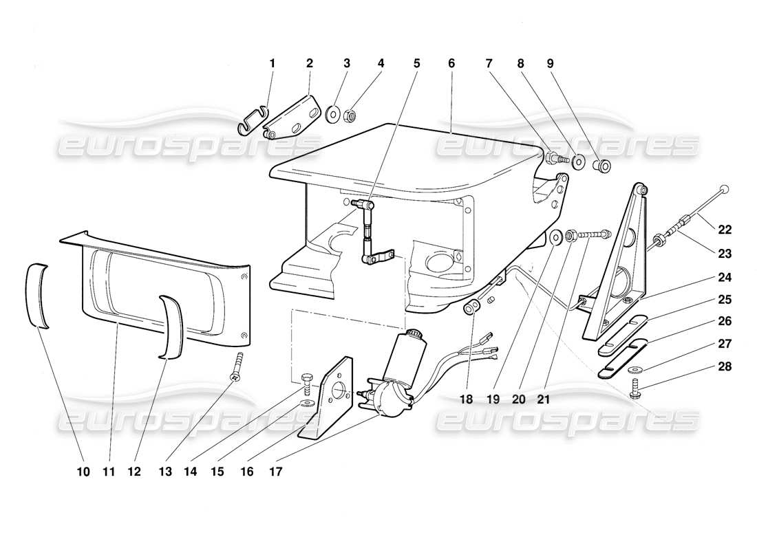 lamborghini diablo (1991) teilediagramm des scheinwerferbeleuchtungssystems