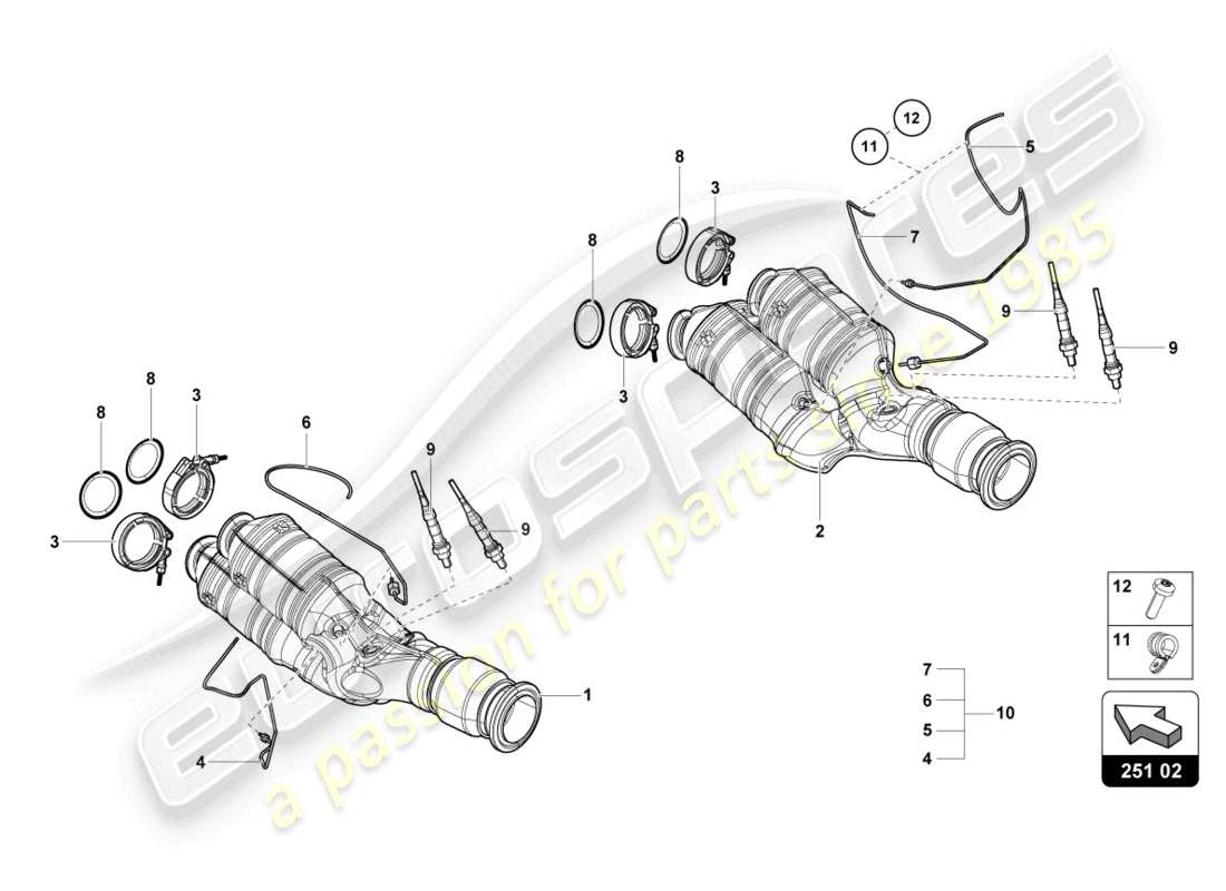 lamborghini 2017 (lp750-4 sv roadster) katalysator teilediagramm