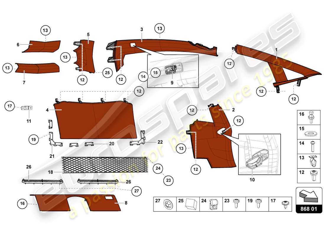 lamborghini lp720-4 coupe 50 (2014) innendekor teilediagramm
