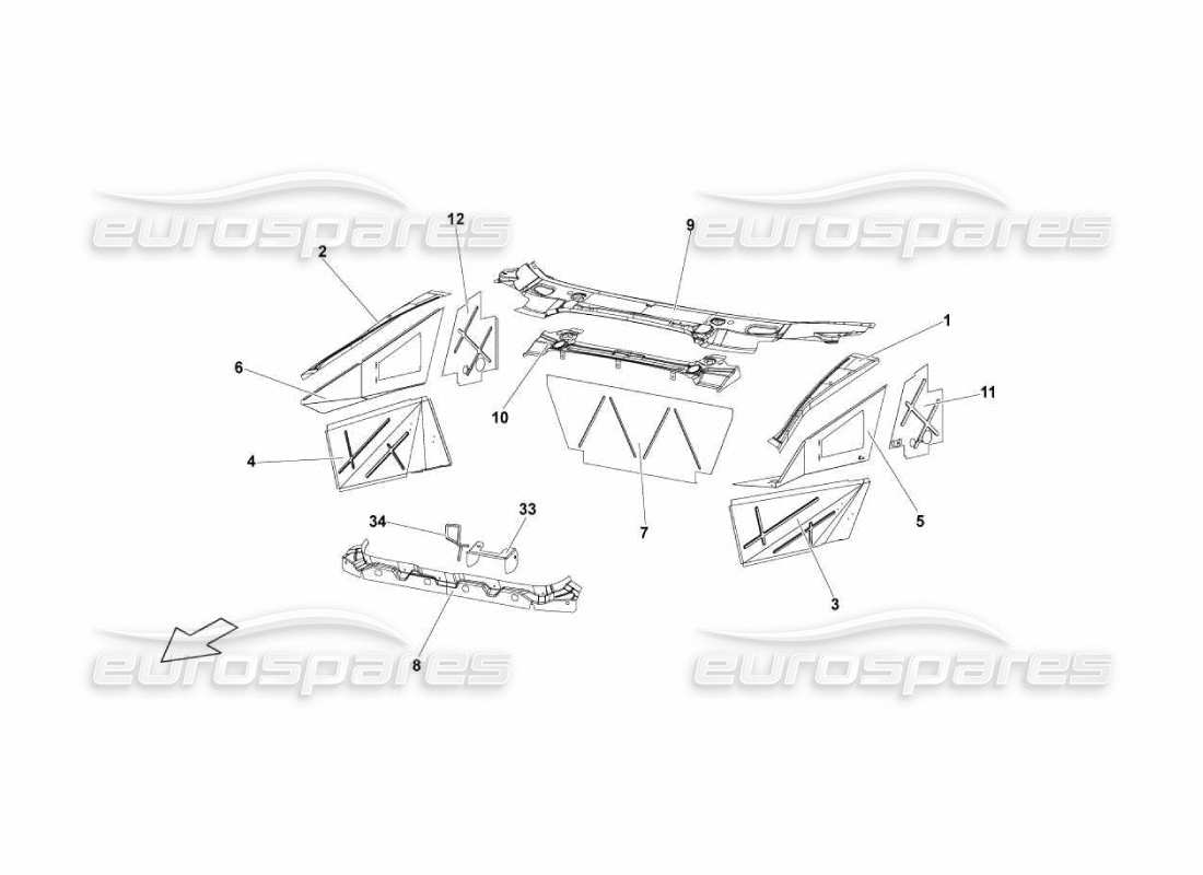 lamborghini murcielago lp670 rahmenelemente teilediagramm