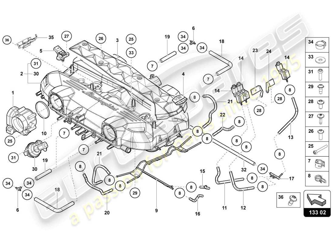 lamborghini lp720-4 coupe 50 (2014) ansaugkrümmer - teilediagramm
