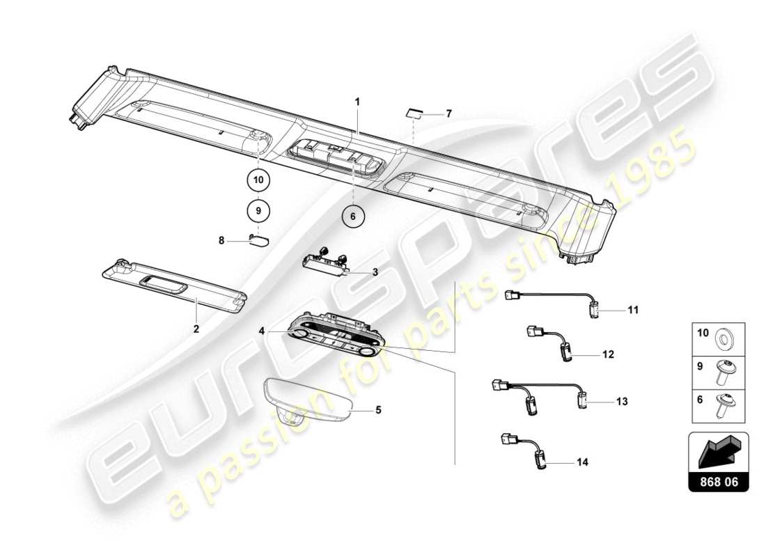 lamborghini evo spyder (2020) frontplatte verkleidung teilediagramm