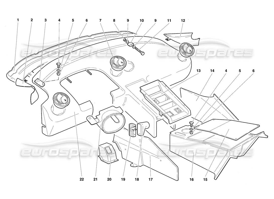 lamborghini diablo se30 (1995) teilediagramm der fahrgastraumverkleidung