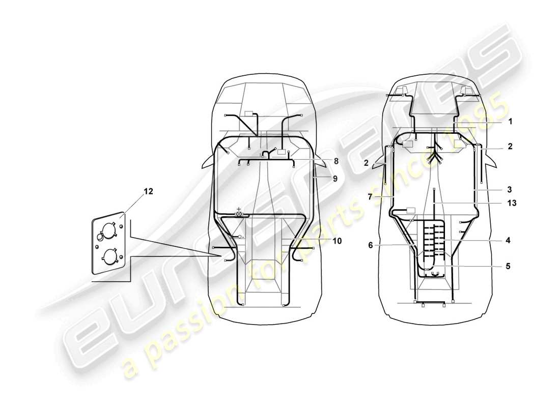 lamborghini murcielago coupe (2006) zentraler kabelsatz ersatzteildiagramm