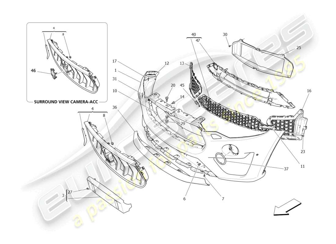 maserati levante modena s (2022) frontstoßstange teilediagramm