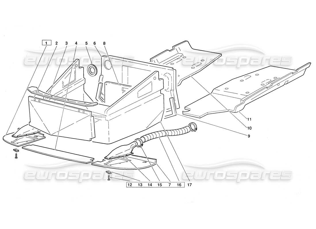 lamborghini diablo (1991) rahmenbodenplatten (gültig für die version vom oktober 1991) teilediagramm