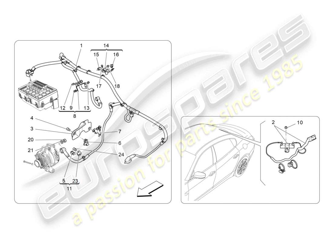 maserati quattroporte (2018) hauptverkabelung teilediagramm