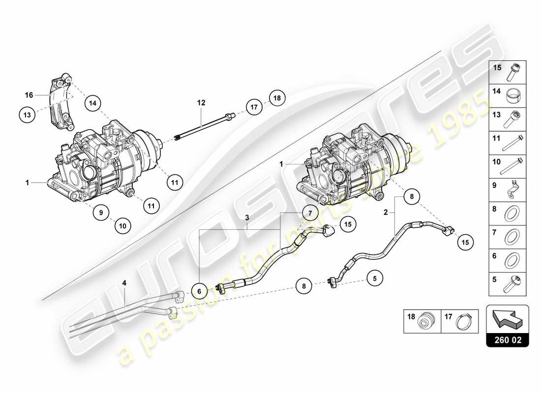 lamborghini 2019 (performante coupe) a/c-kompressor teilediagramm