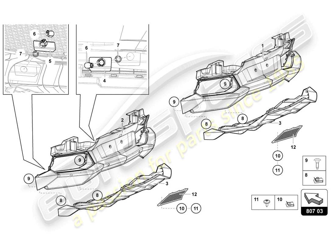 lamborghini lp700-4 roadster (2015) stoßstange, komplett teilediagramm