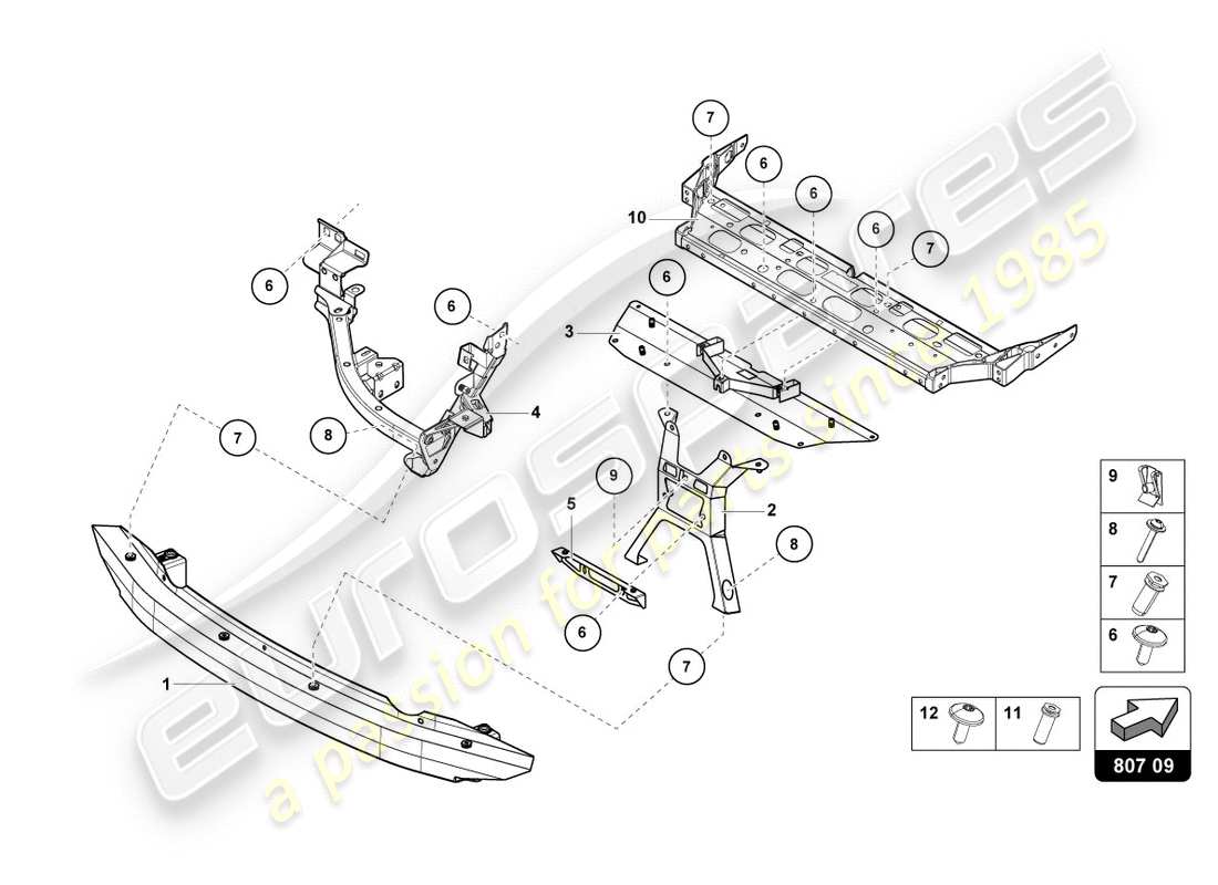 lamborghini performante spyder (2019) stoßstangenträger hinten, ersatzteildiagramm