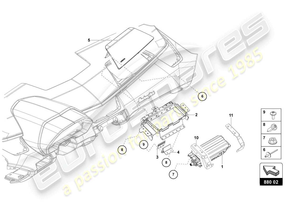 lamborghini lp770-4 svj coupe (2020) airbag-einheit teilediagramm