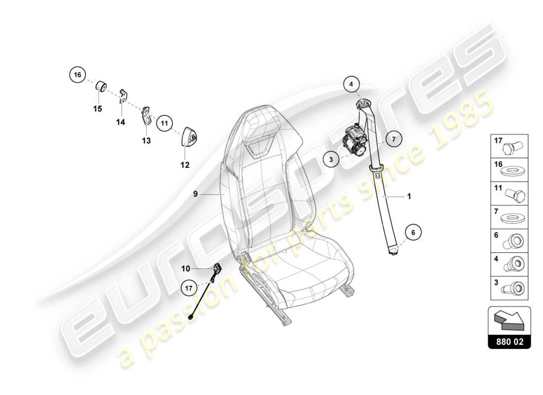 lamborghini 2019 (performante coupe) sicherheitsgurte ersatzteildiagramm