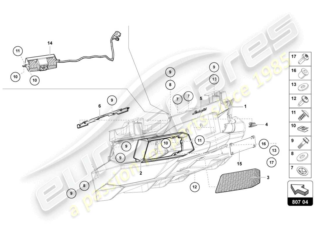 lamborghini 2015 (lp700-4 roadster) stoßstange, komplett ersatzteildiagramm