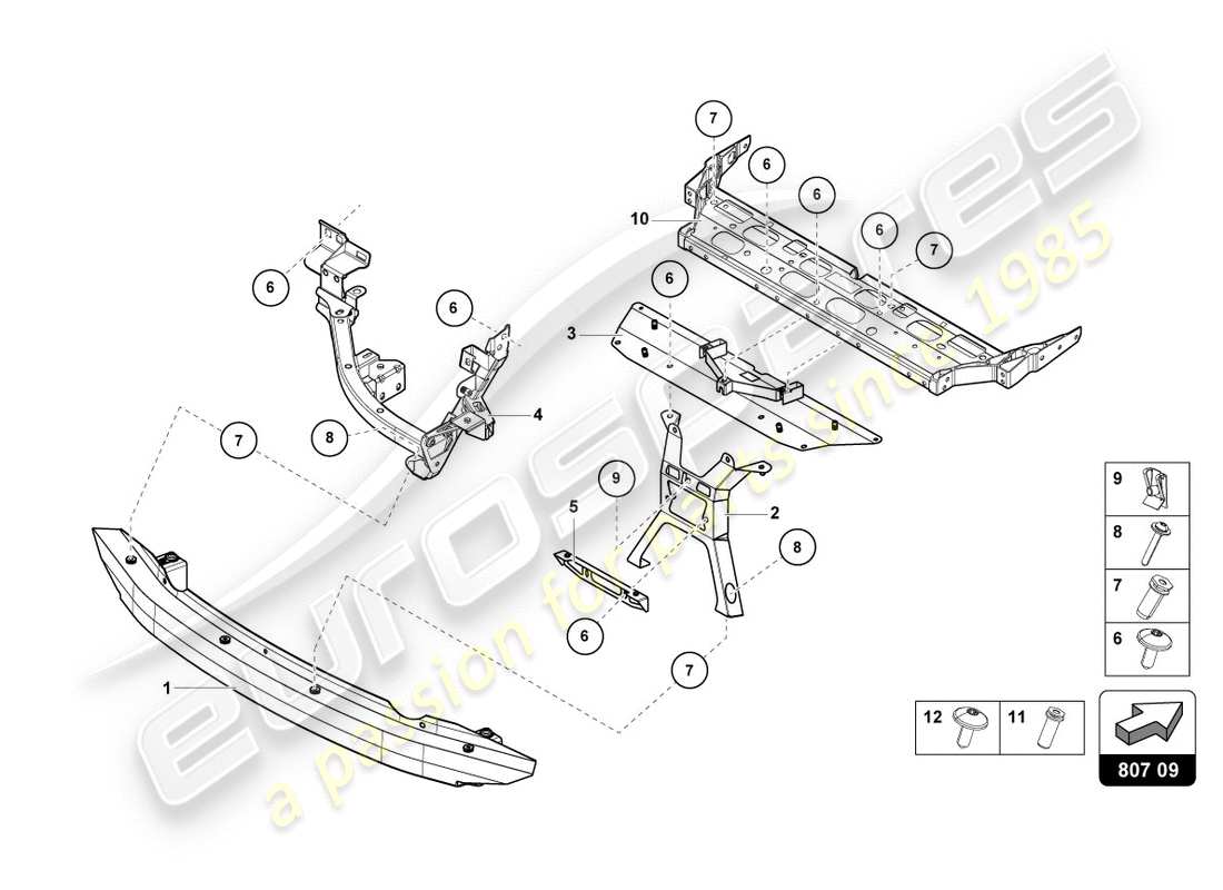 lamborghini performante spyder (2020) stoßstangenträger hinten, ersatzteildiagramm