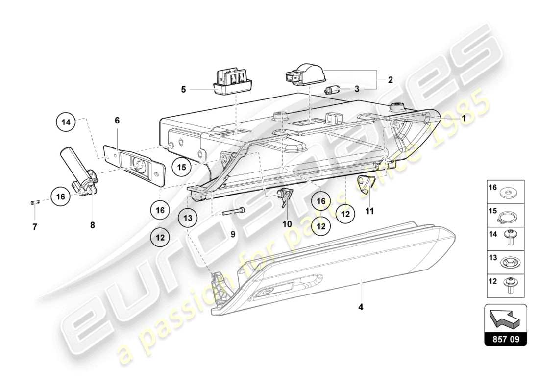 lamborghini lp700-4 roadster (2017) handschuhfach ersatzteildiagramm