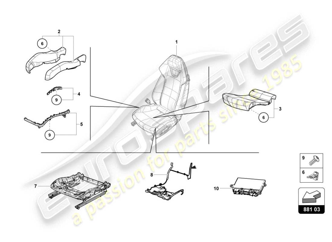 lamborghini 2016 (lp610-4 coupe) sitzbox-ersatzteildiagramm