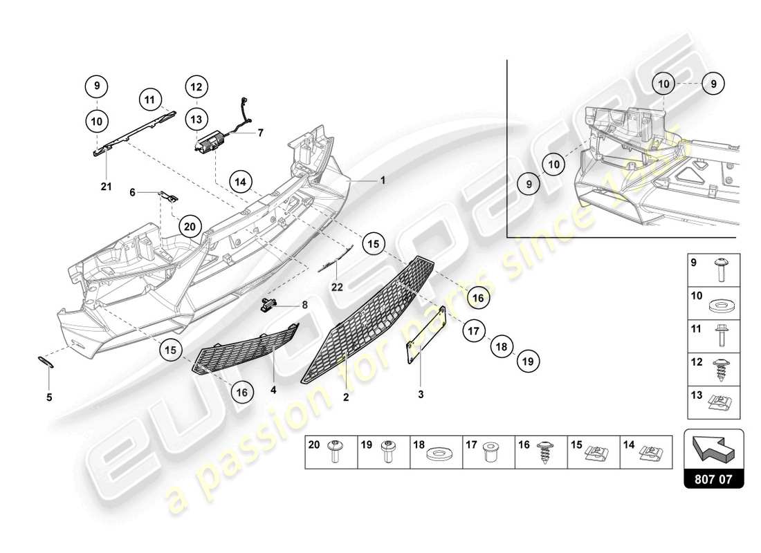 lamborghini 2014 (lp720-4 roadster 50) stoßstange, komplett ersatzteildiagramm