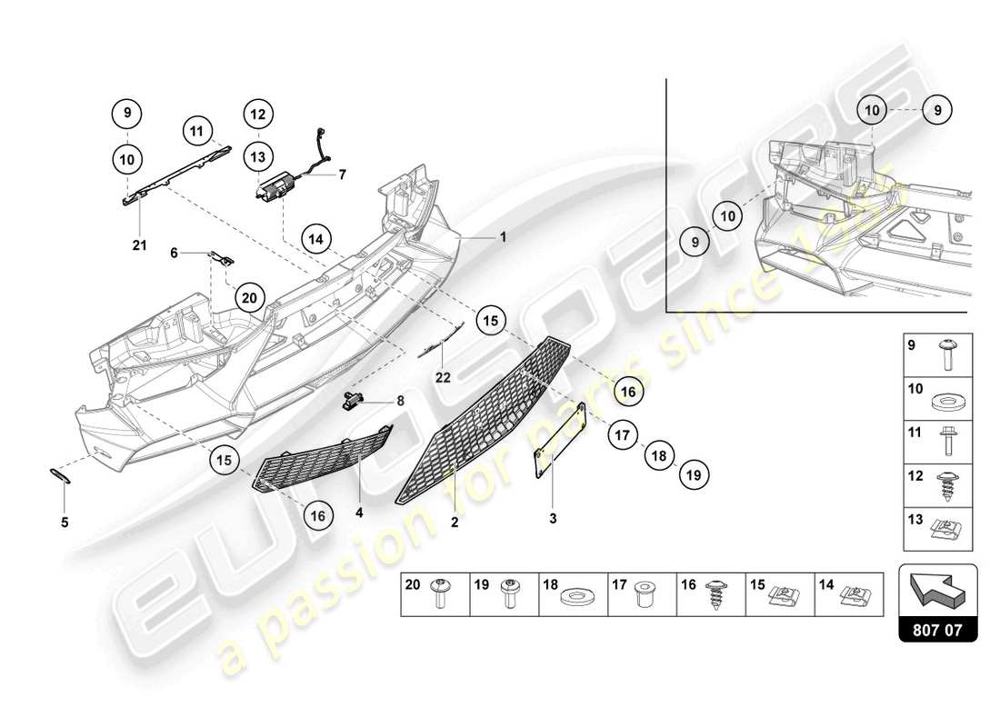 lamborghini lp720-4 roadster 50 (2014) stoßstange, komplett ersatzteildiagramm