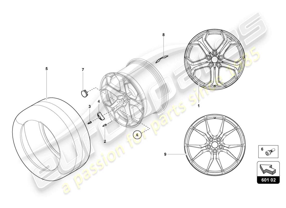 lamborghini 2015 (lp700-4 coupe) räder/reifen hinten ersatzteildiagramm