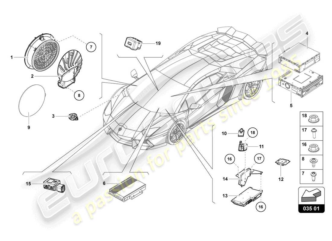 lamborghini lp770-4 svj roadster (2021) radioeinheit ersatzteildiagramm