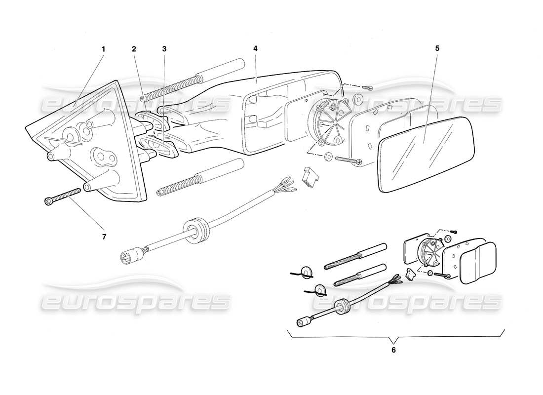 lamborghini diablo sv (1997) aussenrückspiegel ersatzteildiagramm