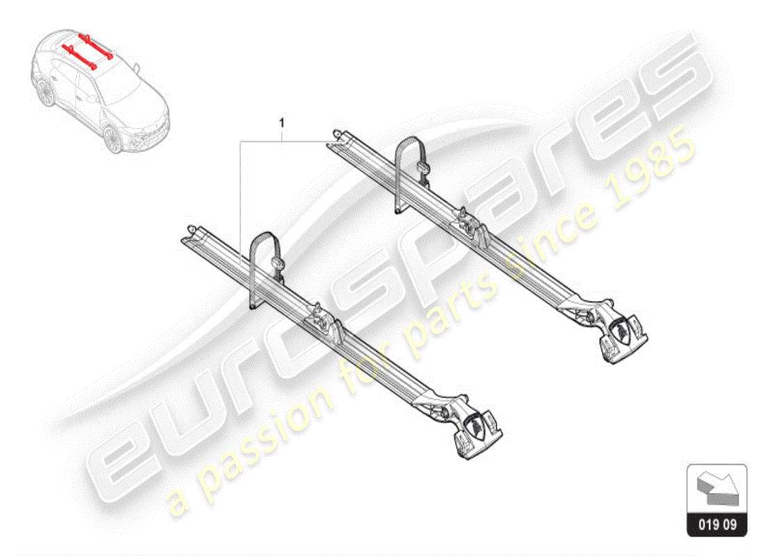 lamborghini urus (accessories) fahrradträger teilediagramm