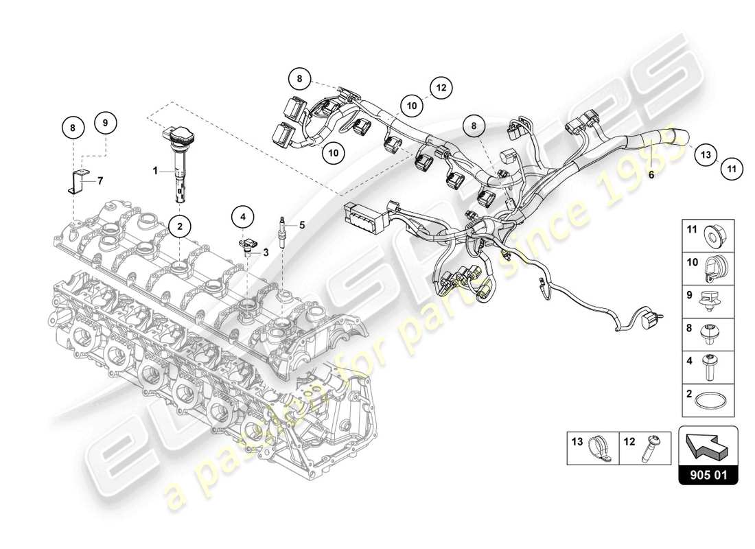 lamborghini 2021 (lp740-4 s roadster) zündsystem teilediagramm