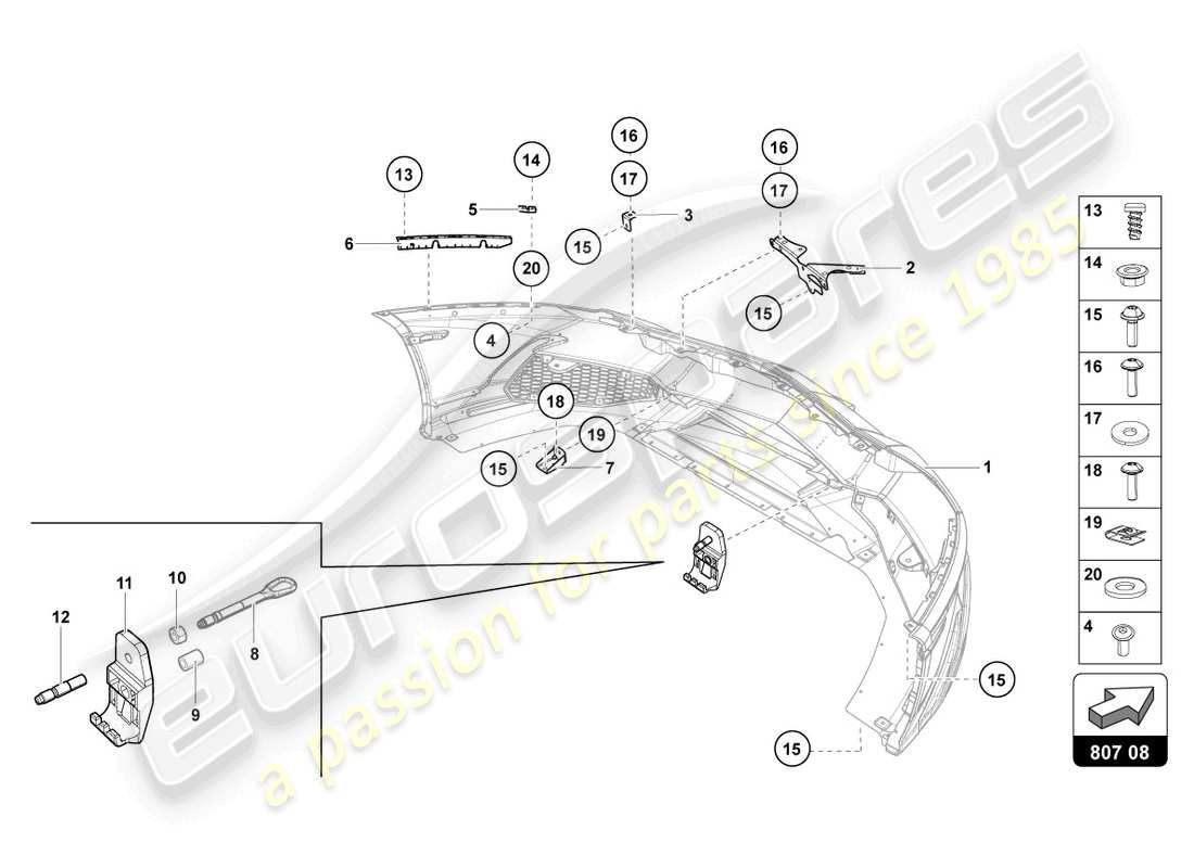 lamborghini lp720-4 roadster 50 (2014) stoßstange, komplett ersatzteildiagramm
