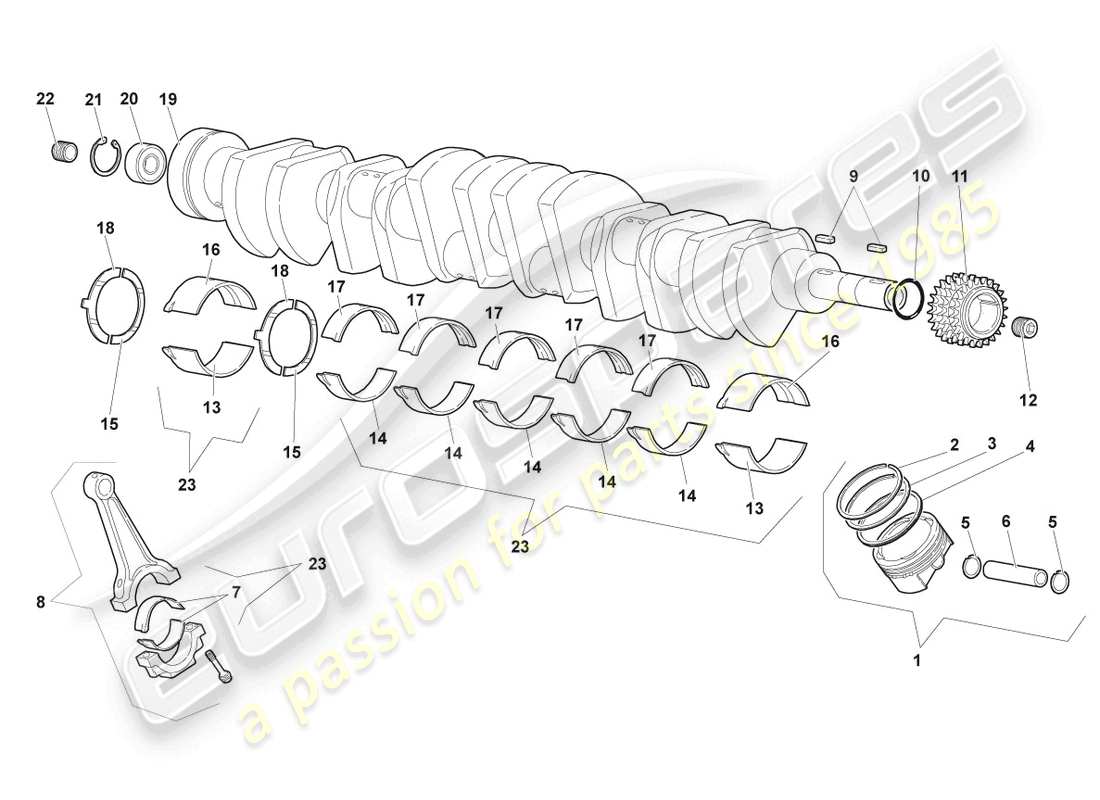 lamborghini murcielago coupe (2005) kurbelwelle teilediagramm