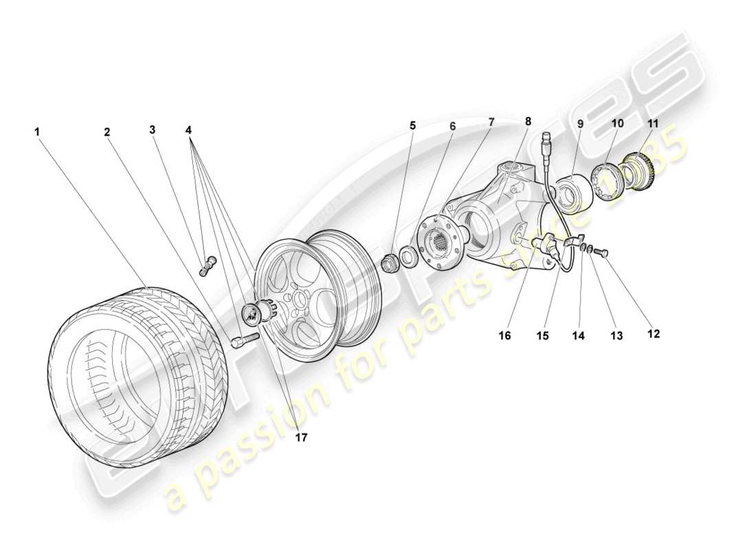 lamborghini murcielago coupe (2004) radlagergehäuse vorne ersatzteildiagramm